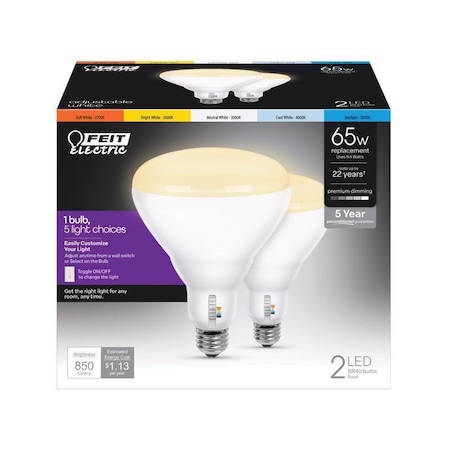Feit Electric Feit BR40 E26 (Medium) LED Floodlight Bulb Adjustable White 65 Watt Equivalence 2 pk BR40DM/6WYCA/2